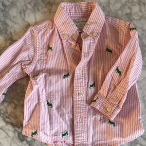 Ralph Lauren Kids Pink and Green Embroidered Shirt